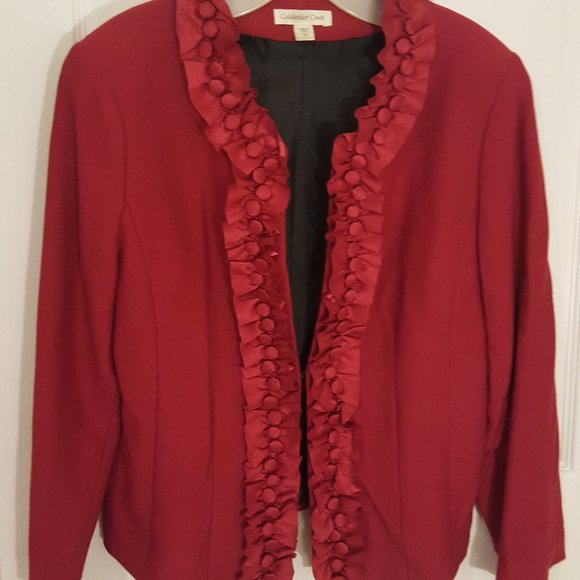 Red button ruffle suite jacket - Picture 1 of 8